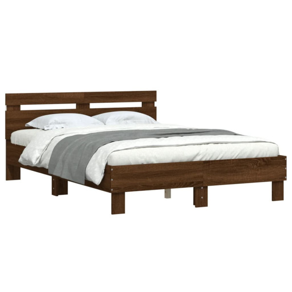 Łóżko Drewniane Rama Łóżka Sofa Brązowe Do Sypialni Pokoju LED 120x200 cm 724168