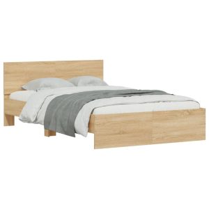 Łóżko Drewniane Rama Łóżka Sofa Brązowe Do Sypialni Pokoju LED 135×190 cm 721590 Łóżko Drewniane Rama Łóżka Sofa Brązowe Do Sypialni Pokoju LED 135×190 cm 721590