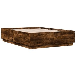 Łóżko Drewniane Rama Łóżka Sofa Brązowe Do Sypialni Pokoju LED 135×190 cm 723991 Łóżko Drewniane Rama Łóżka Sofa Brązowe Do Sypialni Pokoju LED 135×190 cm 723991