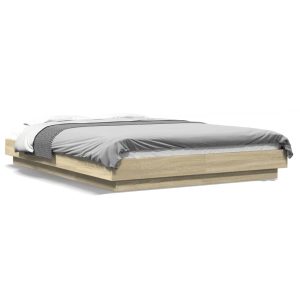 Łóżko Drewniane Rama Łóżka Sofa Brązowe Do Sypialni Pokoju LED 140×190 cm 706018 Łóżko Drewniane Rama Łóżka Sofa Brązowe Do Sypialni Pokoju LED 140×190 cm 706018