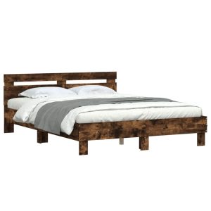 Łóżko Drewniane Rama Łóżka Sofa Brązowe Do Sypialni Pokoju LED 140×200 cm 724025 Łóżko Drewniane Rama Łóżka Sofa Brązowe Do Sypialni Pokoju LED 140×200 cm 724025