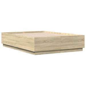 Łóżko Drewniane Rama Łóżka Sofa Brązowe Do Sypialni Pokoju LED 140×200 cm 724148 Łóżko Drewniane Rama Łóżka Sofa Brązowe Do Sypialni Pokoju LED 140×200 cm 724148