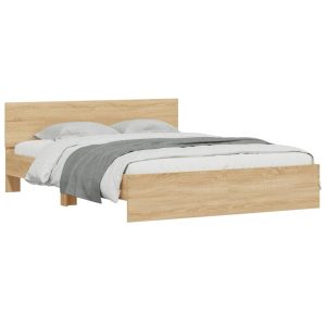Łóżko Drewniane Rama Łóżka Sofa Brązowe Do Sypialni Pokoju LED 150×200 cm 721559 Łóżko Drewniane Rama Łóżka Sofa Brązowe Do Sypialni Pokoju LED 150×200 cm 721559