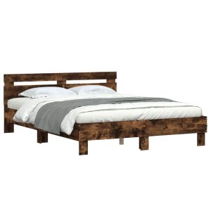 Łóżko Drewniane Rama Łóżka Sofa Brązowe Do Sypialni Pokoju LED 150×200 cm 724071 Łóżko Drewniane Rama Łóżka Sofa Brązowe Do Sypialni Pokoju LED 150×200 cm 724071