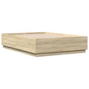 Łóżko Drewniane Rama Łóżka Sofa Brązowe Do Sypialni Pokoju LED 150×200 cm 724085 Łóżko Drewniane Rama Łóżka Sofa Brązowe Do Sypialni Pokoju LED 150×200 cm 724085