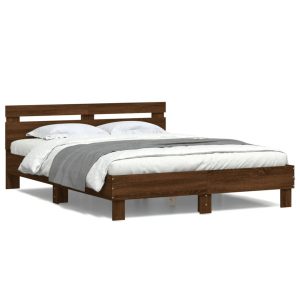 Łóżko Drewniane Rama Łóżka Sofa Brązowe Do Sypialni Pokoju LED 150×200 cm 724181 Łóżko Drewniane Rama Łóżka Sofa Brązowe Do Sypialni Pokoju LED 150×200 cm 724181