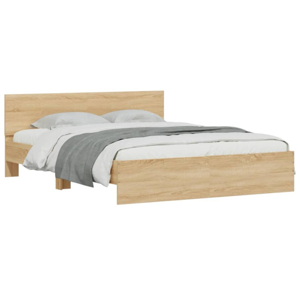 Łóżko Drewniane Rama Łóżka Sofa Brązowe Do Sypialni Pokoju LED 160x200 cm 721551