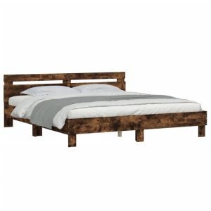 Łóżko Drewniane Rama Łóżka Sofa Brązowe Do Sypialni Pokoju LED 160×200 cm 724046 Łóżko Drewniane Rama Łóżka Sofa Brązowe Do Sypialni Pokoju LED 160×200 cm 724046