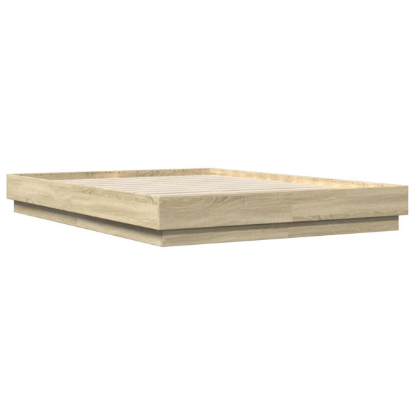 Łóżko Drewniane Rama Łóżka Sofa Brązowe Do Sypialni Pokoju LED 160x200 cm 721361