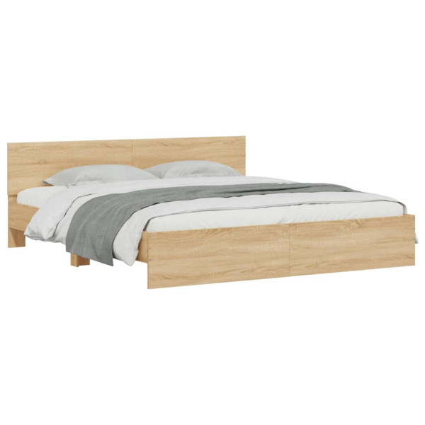 Łóżko Drewniane Rama Łóżka Sofa Brązowe Do Sypialni Pokoju LED 180x200 cm 721500