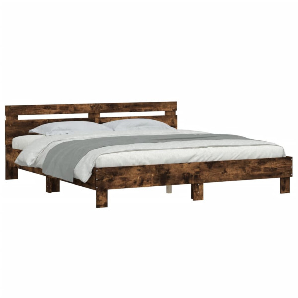 Łóżko Drewniane Rama Łóżka Sofa Brązowe Do Sypialni Pokoju LED 180x200 cm 724068