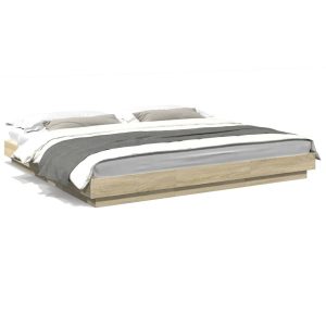 Łóżko Drewniane Rama Łóżka Sofa Brązowe Do Sypialni Pokoju LED 180×200 cm 704966 Łóżko Drewniane Rama Łóżka Sofa Brązowe Do Sypialni Pokoju LED 180×200 cm 704966