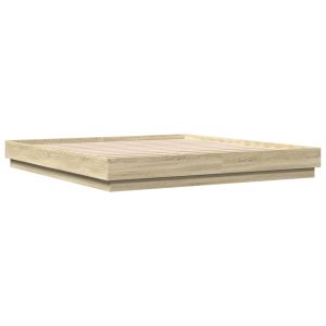Łóżko Drewniane Rama Łóżka Sofa Brązowe Do Sypialni Pokoju LED 200×200 cm 721255 Łóżko Drewniane Rama Łóżka Sofa Brązowe Do Sypialni Pokoju LED 200×200 cm 721255