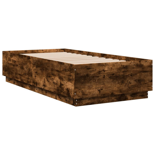 Łóżko Drewniane Rama Łóżka Sofa Brązowe Do Sypialni Pokoju LED 75x190 cm 723977
