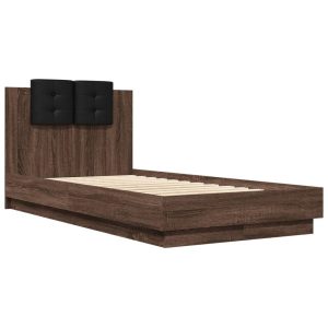 Łóżko Drewniane Rama Łóżka Sofa Brązowe Do Sypialni Pokoju LED 75×190 cm 723986 Łóżko Drewniane Rama Łóżka Sofa Brązowe Do Sypialni Pokoju LED 75×190 cm 723986