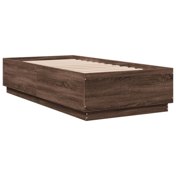 Łóżko Drewniane Rama Łóżka Sofa Brązowe Do Sypialni Pokoju LED 75x190 cm 724012