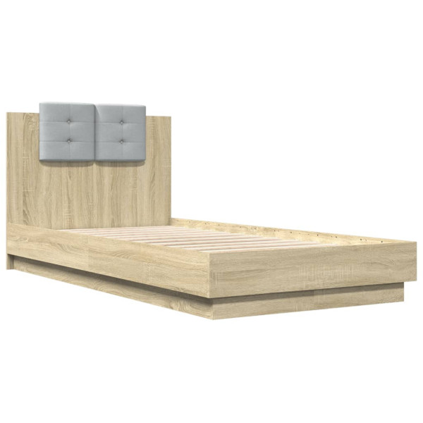Łóżko Drewniane Rama Łóżka Sofa Brązowe Do Sypialni Pokoju LED 75x190 cm 724058