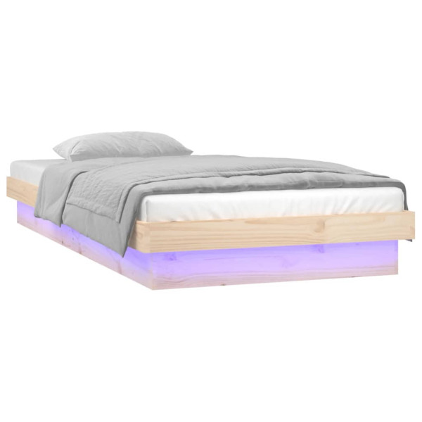 Łóżko Drewniane Rama Łóżka Sofa Brązowe Do Sypialni Pokoju LED 90 x 200 cm 473093