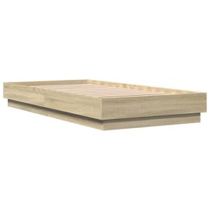 Łóżko Drewniane Rama Łóżka Sofa Brązowe Do Sypialni Pokoju LED 90×190 cm 721328 Łóżko Drewniane Rama Łóżka Sofa Brązowe Do Sypialni Pokoju LED 90×190 cm 721328