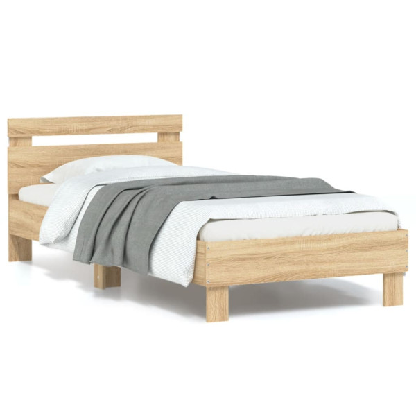 Łóżko Drewniane Rama Łóżka Sofa Brązowe Do Sypialni Pokoju LED 90x190 cm 723985