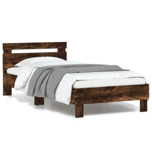Łóżko Drewniane Rama Łóżka Sofa Brązowe Do Sypialni Pokoju LED 90×190 cm 724108 Łóżko Drewniane Rama Łóżka Sofa Brązowe Do Sypialni Pokoju LED 90×190 cm 724108