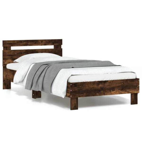 Łóżko Drewniane Rama Łóżka Sofa Brązowe Do Sypialni Pokoju LED 90x190 cm 724108