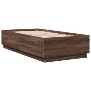 Łóżko Drewniane Rama Łóżka Sofa Brązowe Do Sypialni Pokoju LED 90×190 cm 724155 Łóżko Drewniane Rama Łóżka Sofa Brązowe Do Sypialni Pokoju LED 90×190 cm 724155