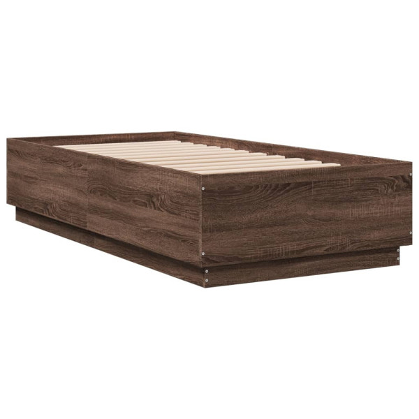 Łóżko Drewniane Rama Łóżka Sofa Brązowe Do Sypialni Pokoju LED 90x190 cm 724155
