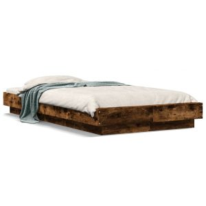 Łóżko Drewniane Rama Łóżka Sofa Brązowe Do Sypialni Pokoju LED 90×190 cm 724728 Łóżko Drewniane Rama Łóżka Sofa Brązowe Do Sypialni Pokoju LED 90×190 cm 724728
