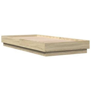 Łóżko Drewniane Rama Łóżka Sofa Brązowe Do Sypialni Pokoju LED 90×200 cm 721269 Łóżko Drewniane Rama Łóżka Sofa Brązowe Do Sypialni Pokoju LED 90×200 cm 721269