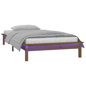 Łóżko Drewniane Rama Łóżka Sofa Brązowe Do Sypialni Pokoju LED 90×200 cm 479995 Łóżko Drewniane Rama Łóżka Sofa Brązowe Do Sypialni Pokoju LED 90×200 cm 479995