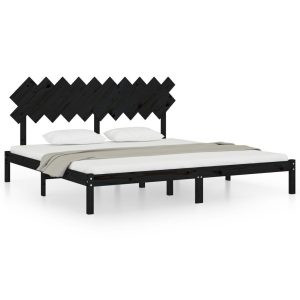 Łóżko Drewniane Rama Łóżka Sofa Czarne Do Sypialni Pokoju 200 x 200 cm 721100 Łóżko Drewniane Rama Łóżka Sofa Czarne Do Sypialni Pokoju 200 x 200 cm 721100