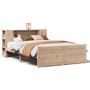 Łóżko Drewniane z Regałem Brązowe Rama Łóżka Ze Stelażem 135×190 cm 842515 Łóżko Drewniane z Regałem Brązowe Rama Łóżka Ze Stelażem 135×190 cm 842515