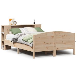 Łóżko Drewniane z Regałem Brązowe Rama Łóżka Ze Stelażem 135×190 cm 843096 Łóżko Drewniane z Regałem Brązowe Rama Łóżka Ze Stelażem 135×190 cm 843096