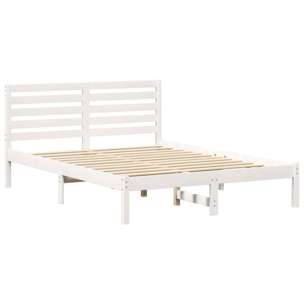 Łóżko Drewniane z Regałem Rama Łóżka Ze Stelażem Biała 120 x 200 cm 831711