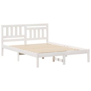 Łóżko Drewniane z Regałem Rama Łóżka Ze Stelażem Biała 120 x 200 cm 831008 Łóżko Drewniane z Regałem Rama Łóżka Ze Stelażem Biała 120 x 200 cm 831008