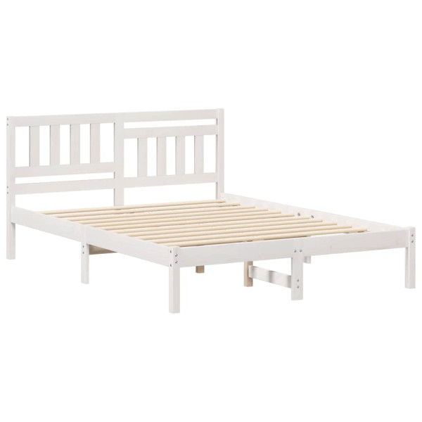 Łóżko Drewniane z Regałem Rama Łóżka Ze Stelażem Biała 120 x 200 cm 831008