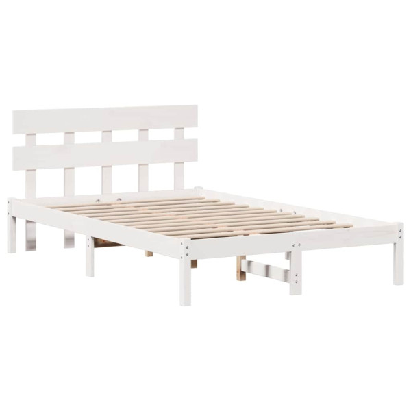 Łóżko Drewniane z Regałem Rama Łóżka Ze Stelażem Biała 135 x 190 cm 837034
