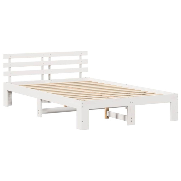 Łóżko Drewniane z Regałem Rama Łóżka Ze Stelażem Biała 135 x 190 cm 829794