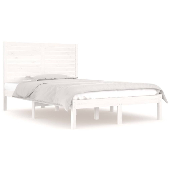 Łóżko Drewniane z Regałem Rama Łóżka Ze Stelażem Biała 135x190 cm 843402