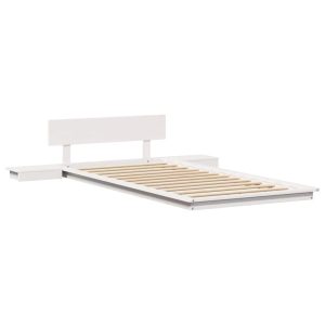 Łóżko Drewniane z Regałem Rama Łóżka Ze Stelażem Biała 90 x 200 cm drewno 829466 Łóżko Drewniane z Regałem Rama Łóżka Ze Stelażem Biała 90 x 200 cm drewno 829466