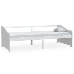 Łóżko Drewniane z Regałem Rama Łóżka Ze Stelażem Biała 90 x 200 cm 845399 Łóżko Drewniane z Regałem Rama Łóżka Ze Stelażem Biała 90 x 200 cm 845399