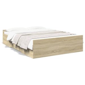 Łóżko Drewniane z Szufladami Rama Łóżka Brązowe Do Sypialni 120×200 cm 720830