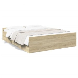 Łóżko Drewniane z Szufladami Rama Łóżka Brązowe Do Sypialni 150×200 cm 721065 Łóżko Drewniane z Szufladami Rama Łóżka Brązowe Do Sypialni 150×200 cm 721065