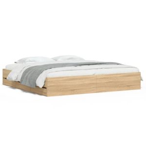 Łóżko Drewniane z Szufladami Rama Łóżka Brązowe Do Sypialni 160×200 cm 706000 Łóżko Drewniane z Szufladami Rama Łóżka Brązowe Do Sypialni 160×200 cm 706000