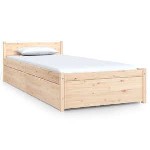 Łóżko Drewniane z Szufladami Rama Łóżka Ze Stelażem Brązowa 75×190 cm 830373 Łóżko Drewniane z Szufladami Rama Łóżka Ze Stelażem Brązowa 75×190 cm 830373