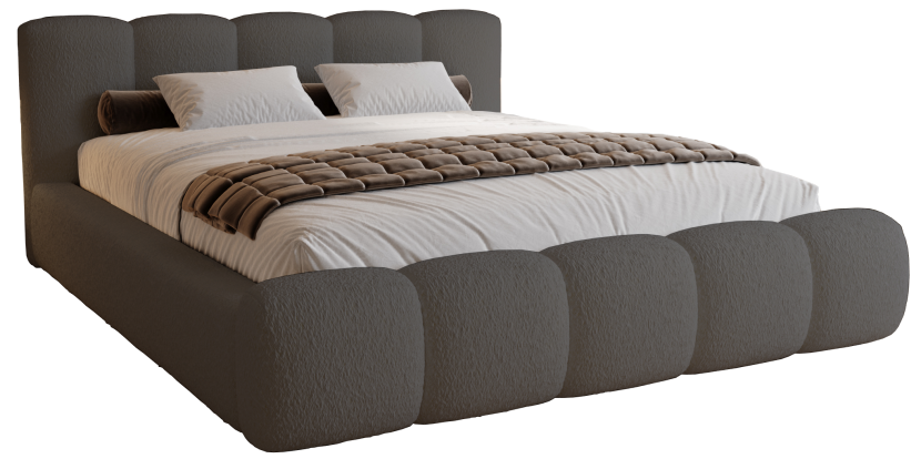 Łóżko dwuosobowe 160x200 Ravello, gruba pianka, pojemnik - Szary 1053436