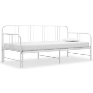 Łóżko dwuosobowe Biały Metal vidaXL 503468 Łóżko dwuosobowe Biały Metal vidaXL 503468