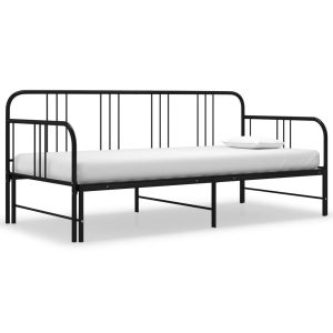 Łóżko dwuosobowe Czarny Metal vidaXL 503485 Łóżko dwuosobowe Czarny Metal vidaXL 503485