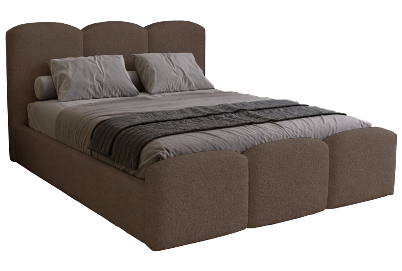 Łóżko dwuosobowe z wysokim przodem 140x200 Capri - Brązowy 1052910